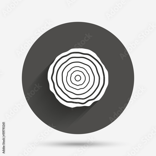 Wood sign icon. Tree growth rings.