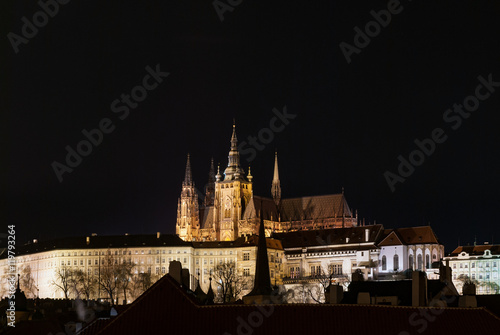 Prague Castle and Cathedral by night, Czech republic 