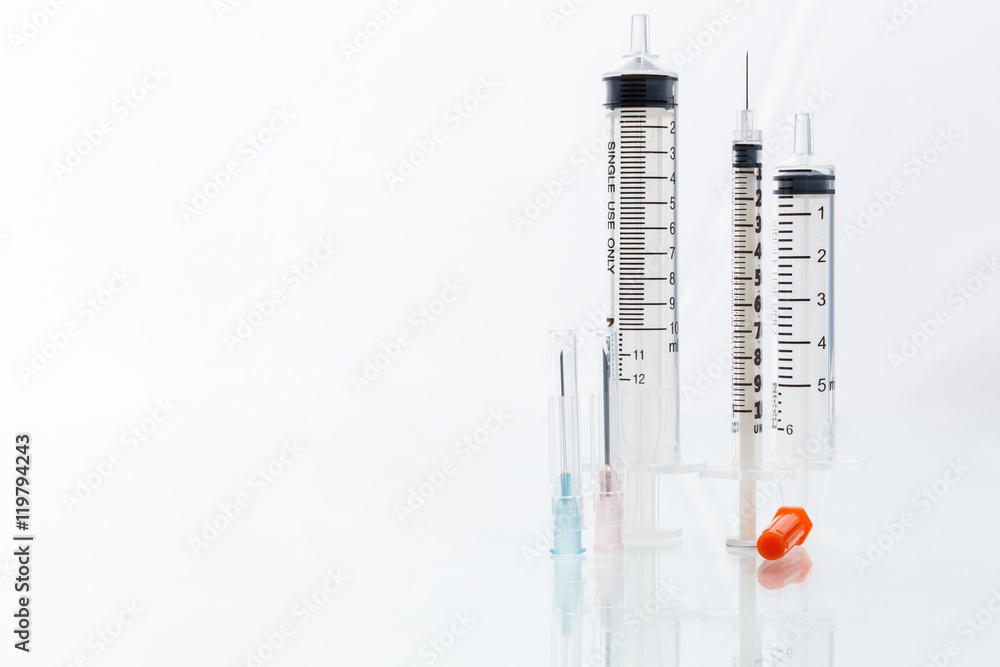 Syringes on isolated Syringes on isolated