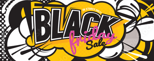 Colorful Black Friday Sale Comic Speech Style Banner Vector Illustration