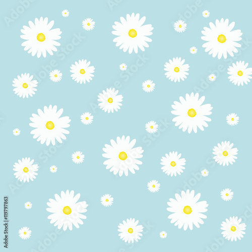 Vector illustration of colorful flower pattern, blue background, texture
