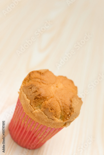 homemade cup cake on a wood background