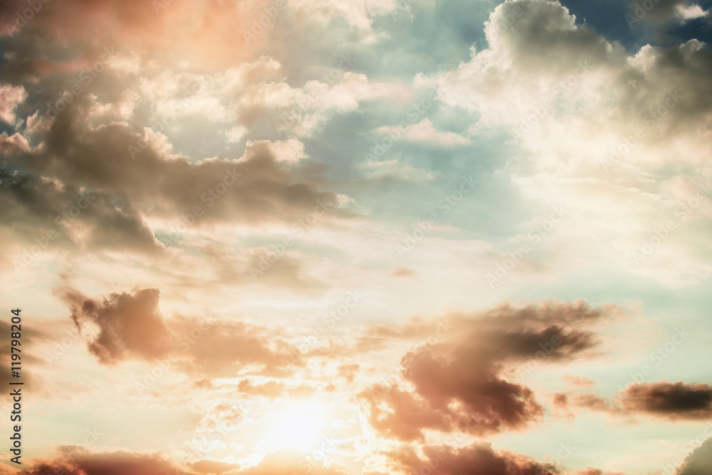 Fototapeta premium Beautiful sunset sky with clouds, outdoor nature