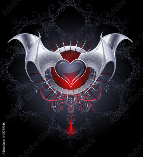 vampire heart on a black background