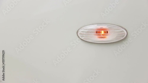 Turn Signal Light Blinking On White Car Footage