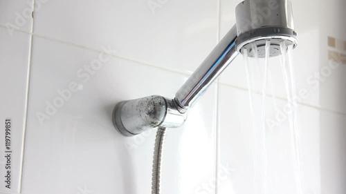 Turn On Water Drops From Shower Head Footage