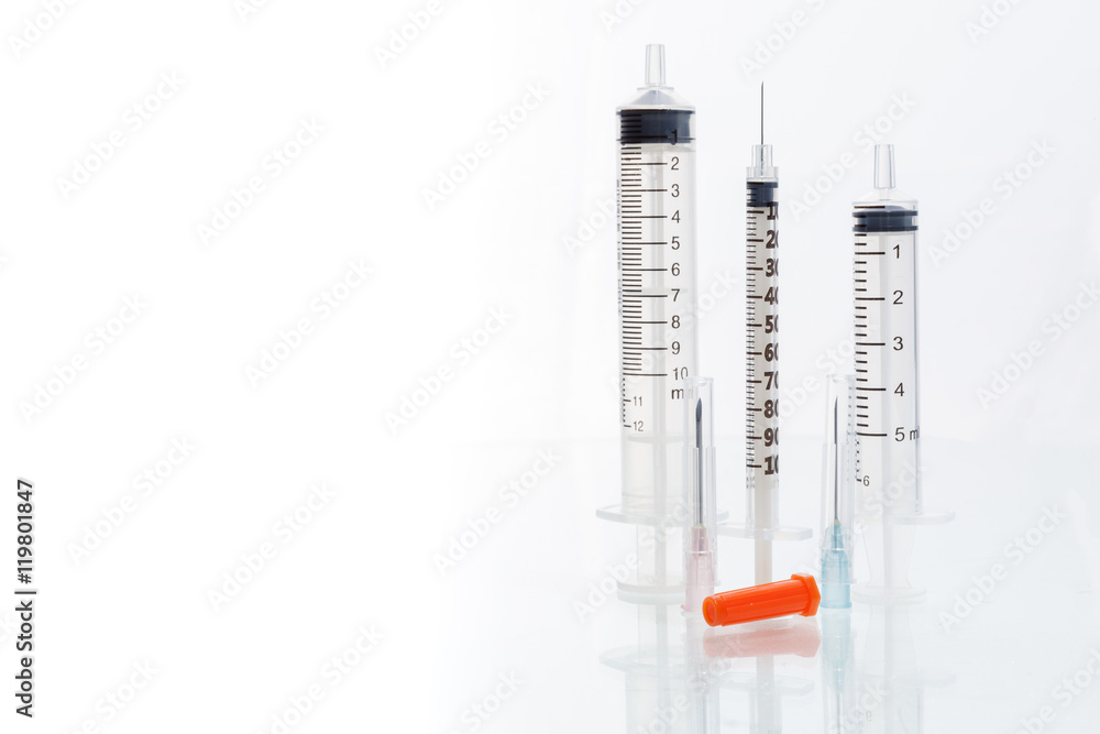 Syringes on isolated Syringes on isolated