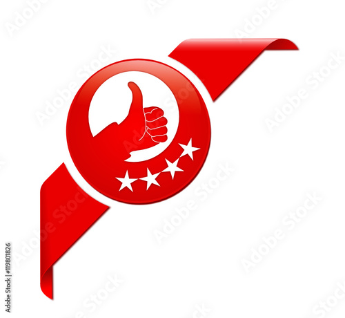 satisfaction clients sur bouton coin rouge
