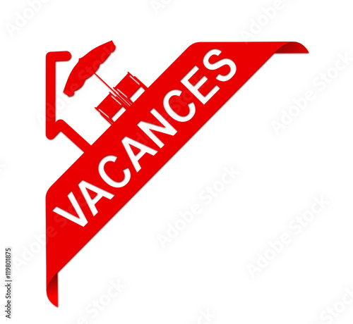 vacances sur bannière coin rouge