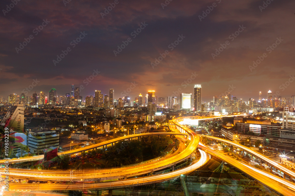 Double exposure Expressway and Highway top view.