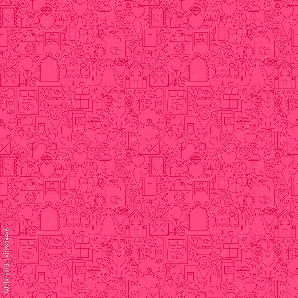 Pink Line Wedding Seamless Pattern