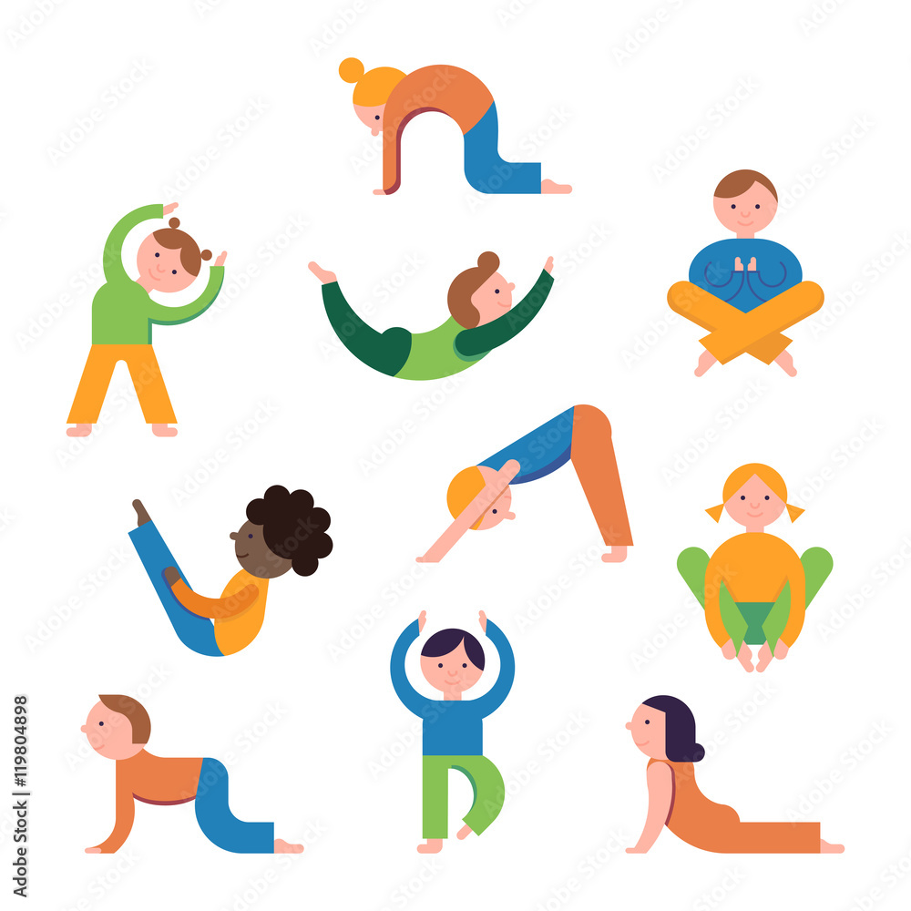 Set of yoga poses. The girl does asanas, gymnastics. Active activity for  health, flexibility, balance. Vector graphics. 23853705 Vector Art at  Vecteezy