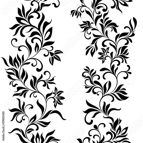 Seamless vector pattern  fantastic flowers on a white background
