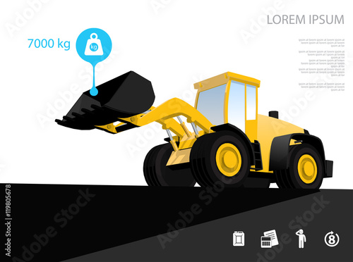 Front loader infographics web icons