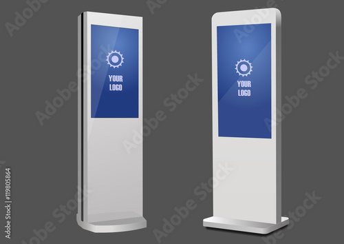 Promotional Interactive Information Touch Screen Display. Mock Up Template.