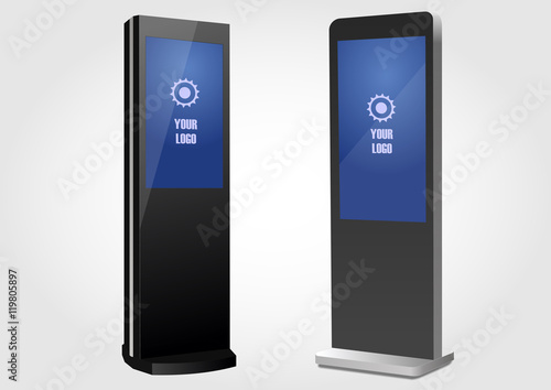 Promotional Interactive Information Touch Screen Display. Mock Up Template.