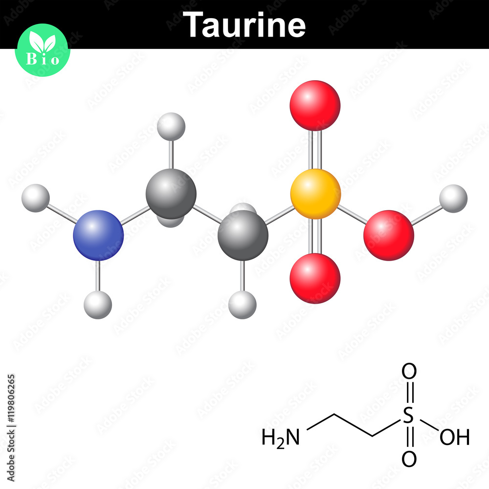 Taurine chemical formula and model Taurine chemical formula and model