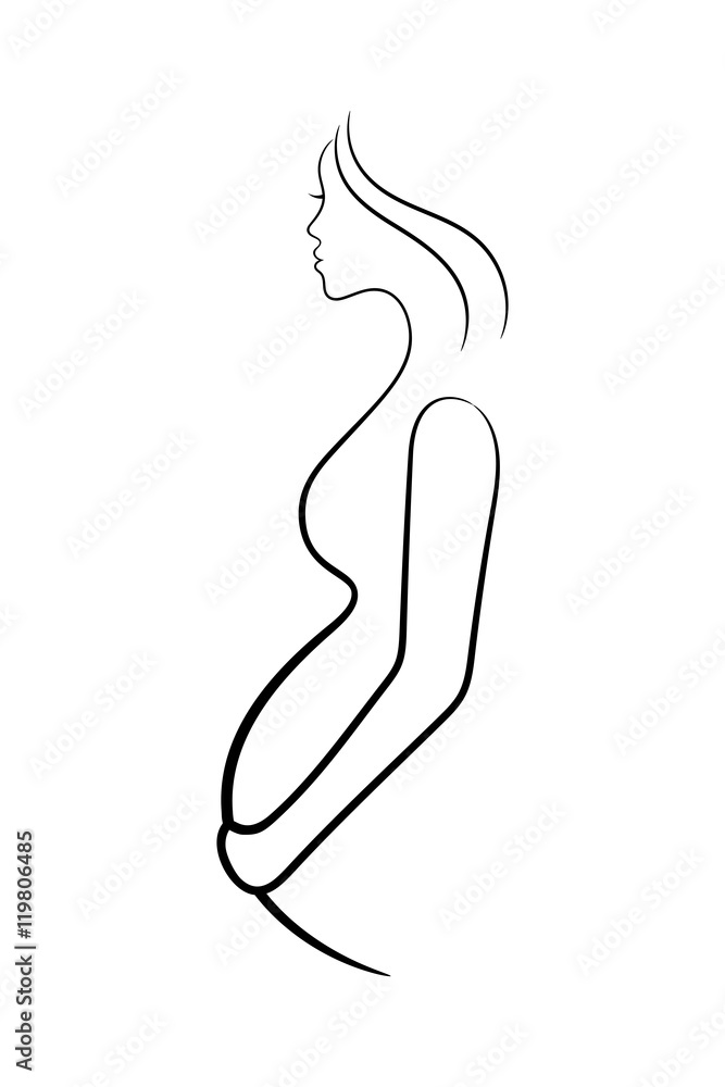 Pregnant woman profile contour Pregnant woman profile contour