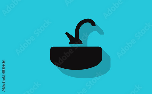 Vector sink symbol with long shadow on flat background