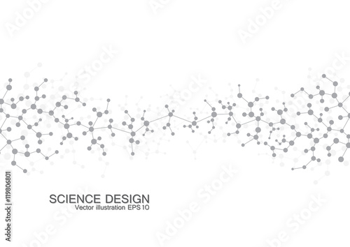 Structure molecule of DNA and neurons. Structural atom. Chemical compounds. Medicine, science, technology concept. Geometric abstract background. Vector illustration for your design.