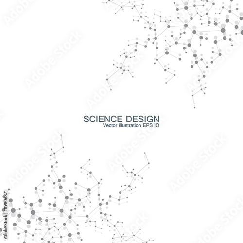 Structure molecule of DNA and neurons. Structural atom. Chemical compounds. Medicine  science  technology concept. Geometric abstract background. Vector illustration for your design.