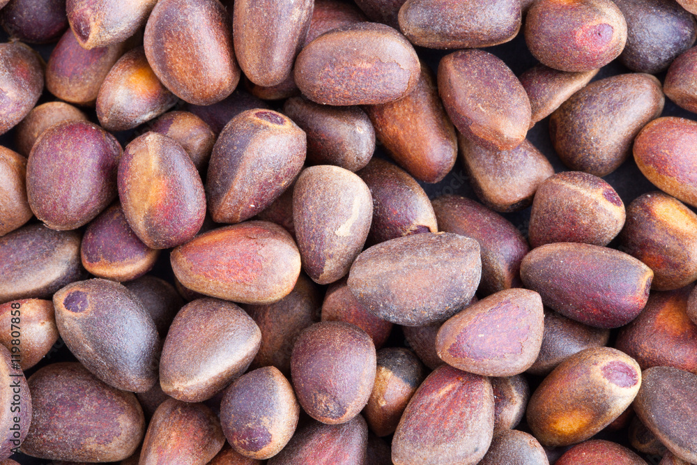 Pine nuts in shells. Background. Pine nuts in shells. Background.