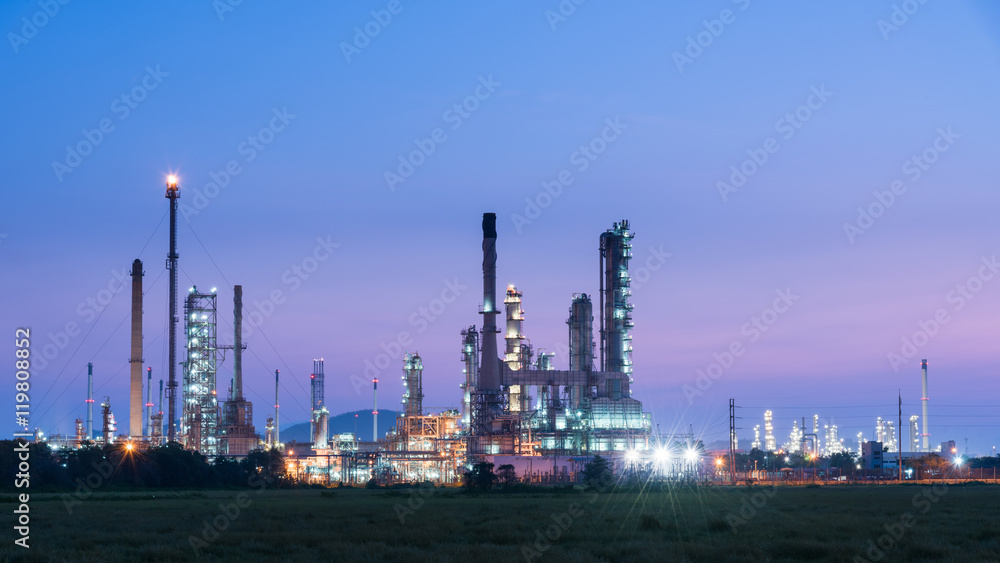 Oil refinery in morning day sunrise