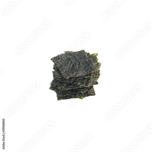 fried seaweed isolated on white background.