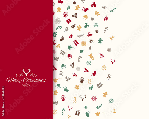 Vector Illustration of a Christmas Greeting Card with Decorative Design Elements