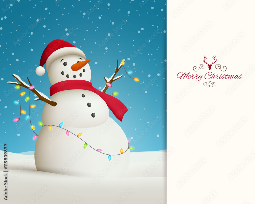 Vector Illustration of a Christmas Greeting Card with Snowman Vector Illustration of a Christmas Greeting Card with Snowman