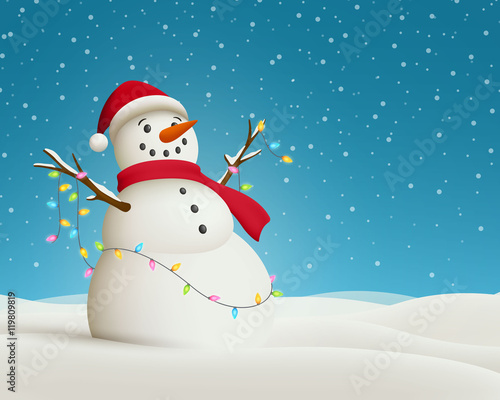 Vector Illustration of a Christmas Greeting Card with Snowman © Ramona Kaulitzki