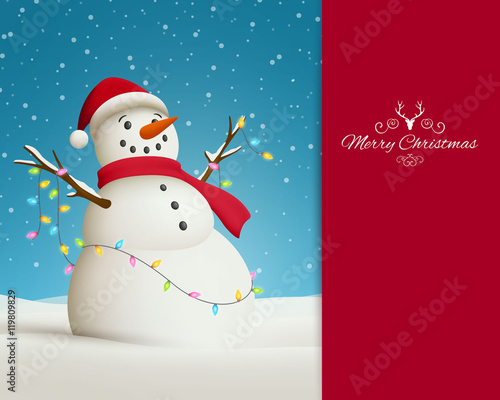 Vector Illustration of a Christmas Greeting Card with Snowman © Ramona Kaulitzki