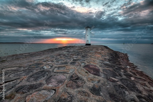 Lighthouse windmill Stawa Mlyny, Swinoujscie, Baltic Sea, Poland photo