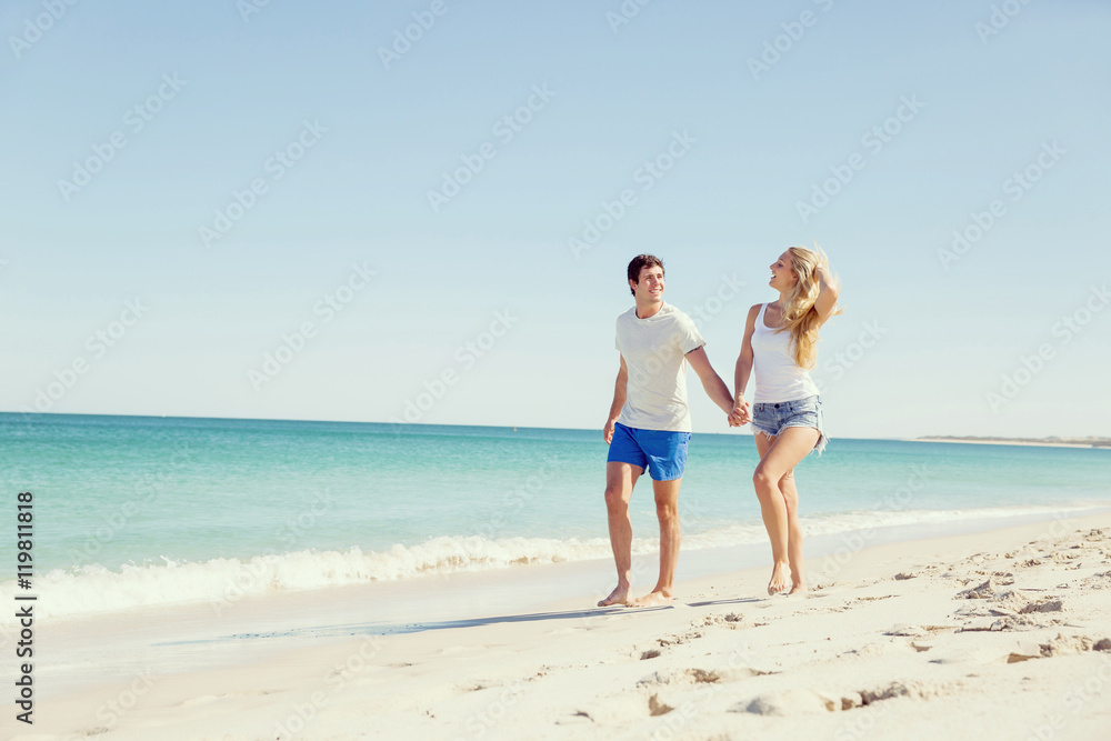 Romantic young couple on the beach Romantic young couple on the beach
