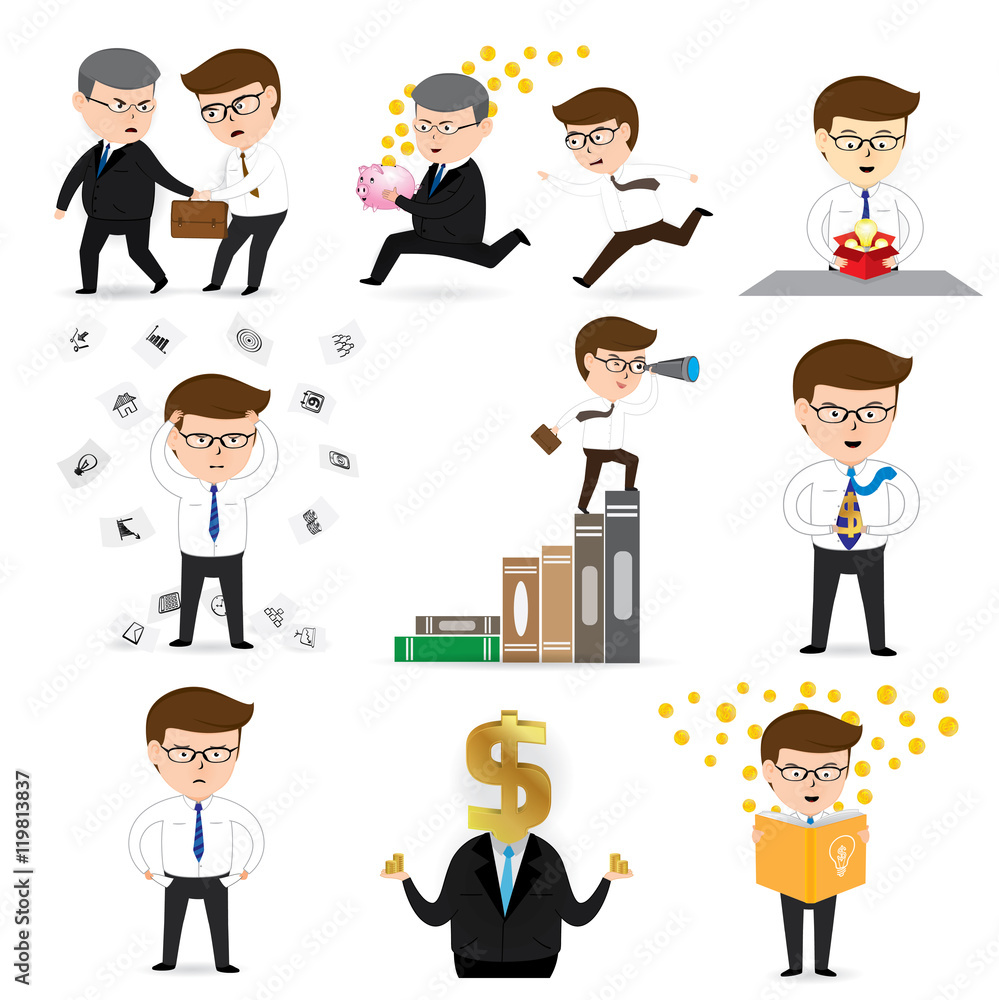 Business man cartoon set ,vector 10, Business concept Business man cartoon set ,vector 10, Business concept
