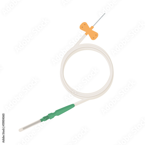 Сatheter needle-butterfly with Luer Lock adapter. Vector illustration.