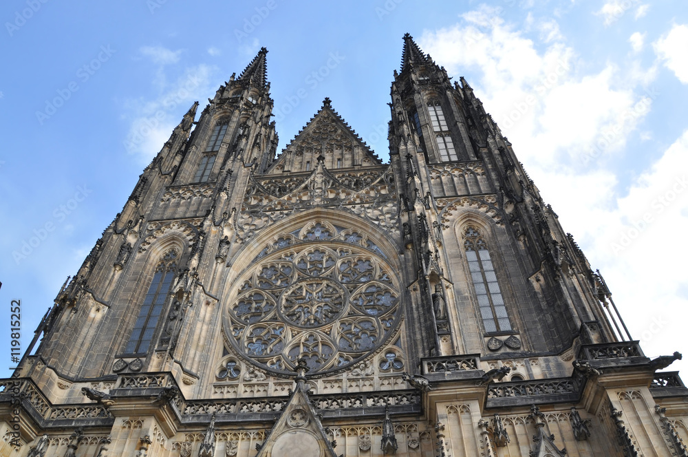 Fototapeta premium St. Vitus Cathedral, Prague, Czech Republic. Wide angle. Vintage 