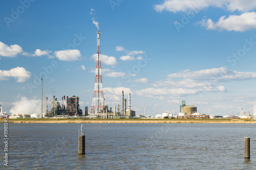 Antwerp Harbor Refinery And Flare Stack