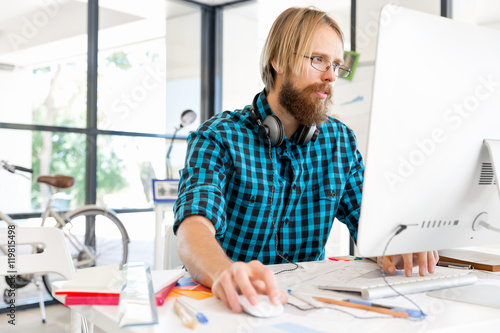 Young man working in office