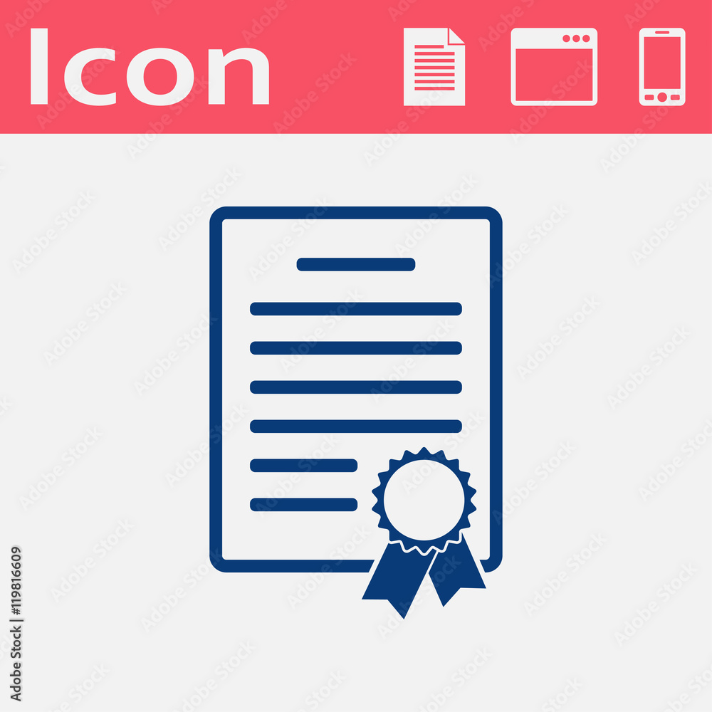 certificate with badge flat vector icon certificate with badge flat vector icon