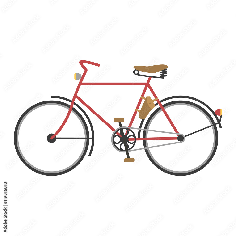 Fototapeta premium Vintage bicycle flat vector illustration.