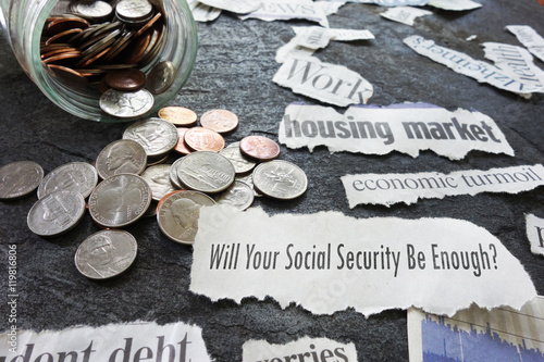 Tableau sur toile Social Security newspaper headlines