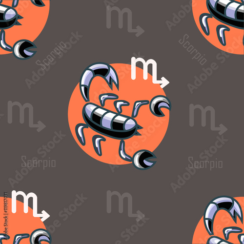 astrological seamless pattern with scorpions