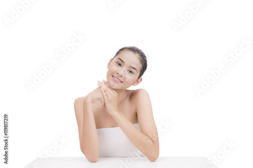 Woman with Clean Fresh Skin. Beauty and skincare concept. Spa. 
