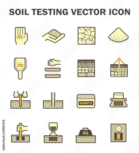 Vector icon of soil and soil testing.