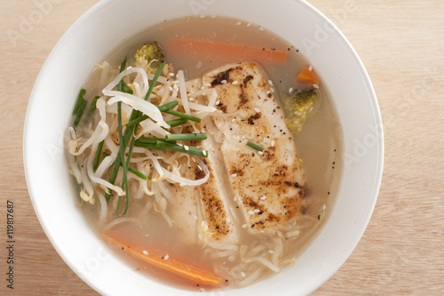 Asian fish soup with noodles