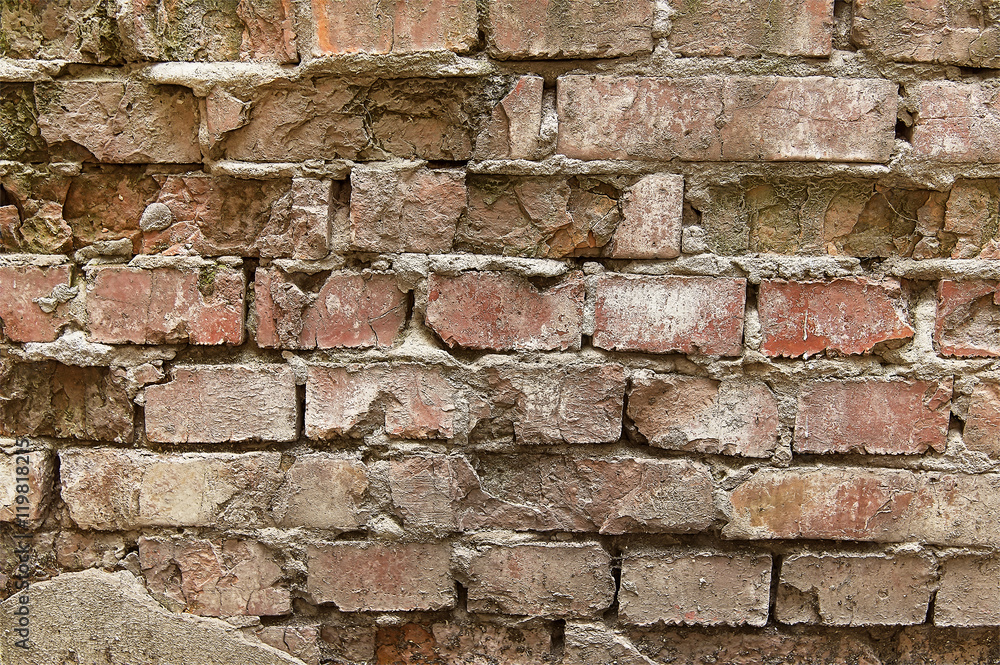 Fototapeta premium Old red brick wall background texture