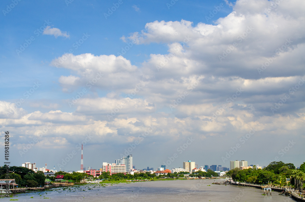 Fototapeta premium Bangkok City and chaopraya river