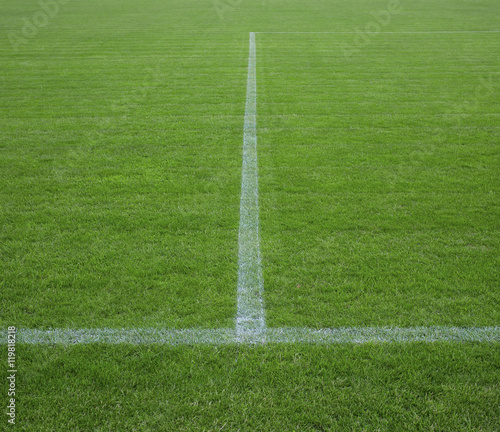Part of soccer field with horizontal and vertical lines