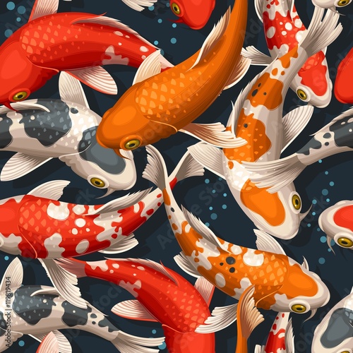 Seamless koi carps
